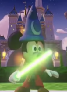 Mickey Mouse con un Sable Láser