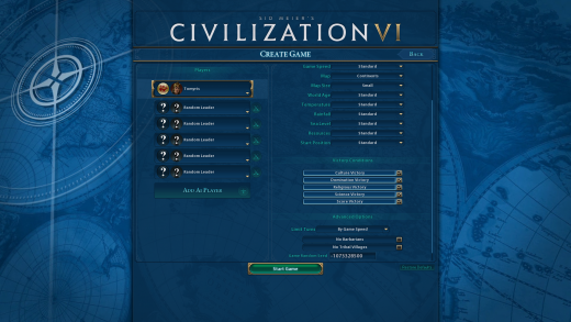 Civilization VI Custom Game