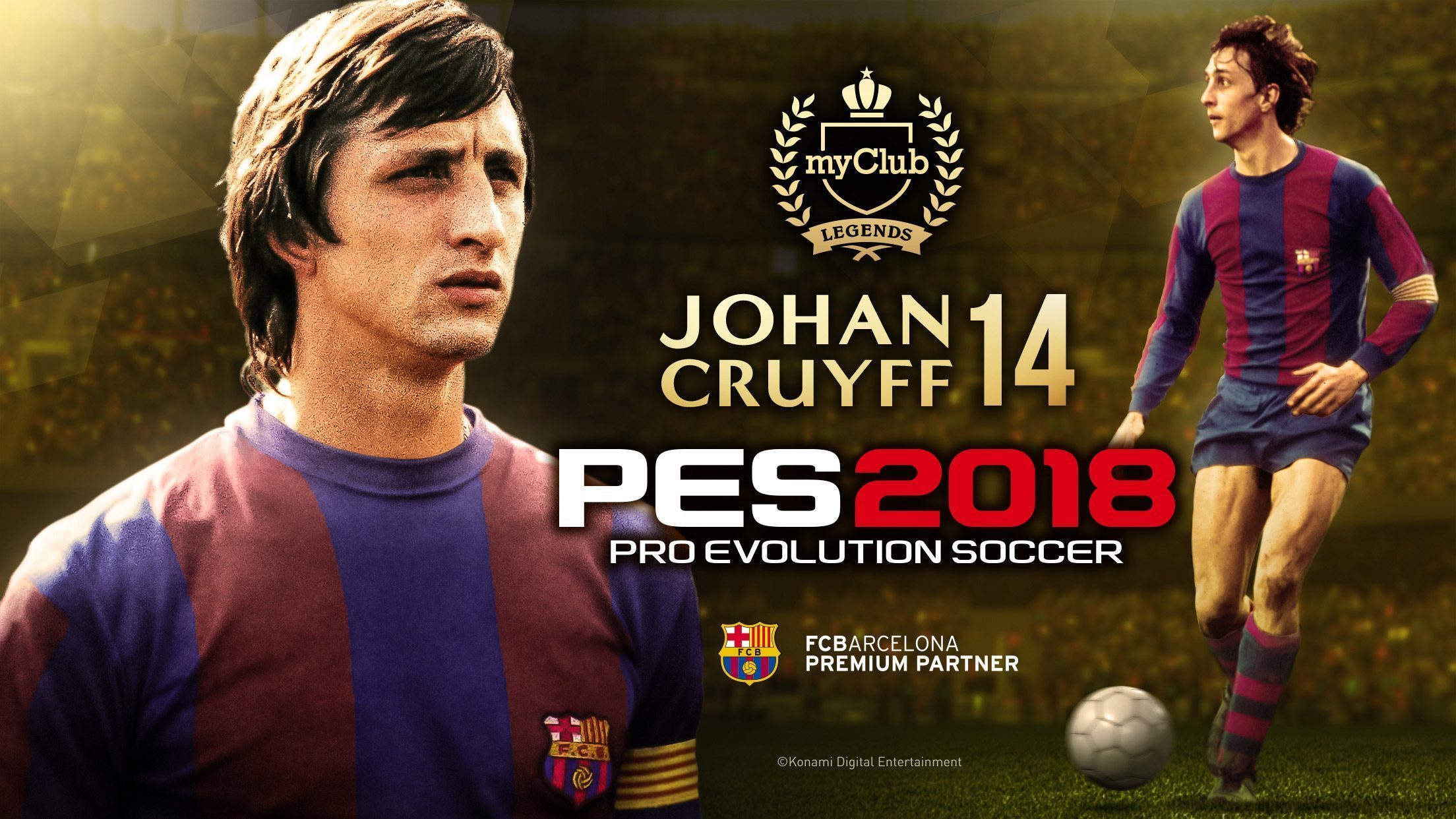 La leyenda del FC Barcelona Johan Cruyff está ya disponible para tu equipo de My Club en PES 2018