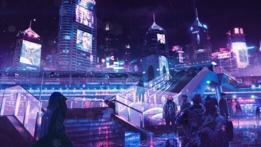 Ciudad de neones en Cyberpunk 2077
